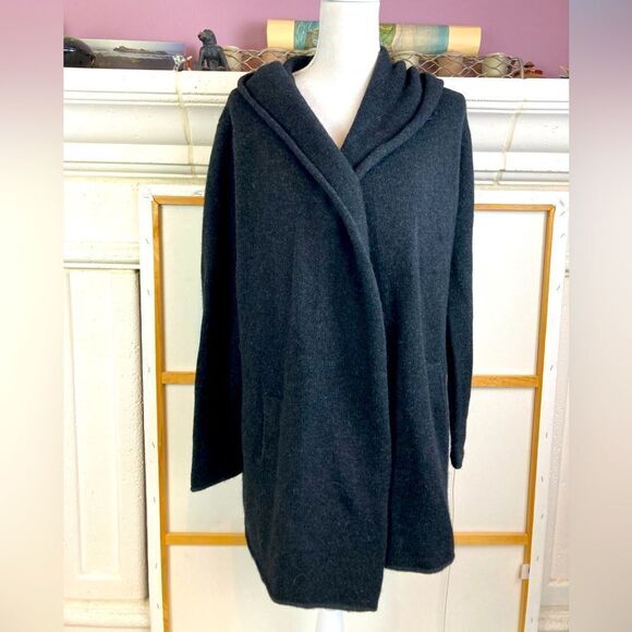 VINCE yak/ wool hooded open cardigan wrap pure luxury w/pockets - Picture 1 of 9
